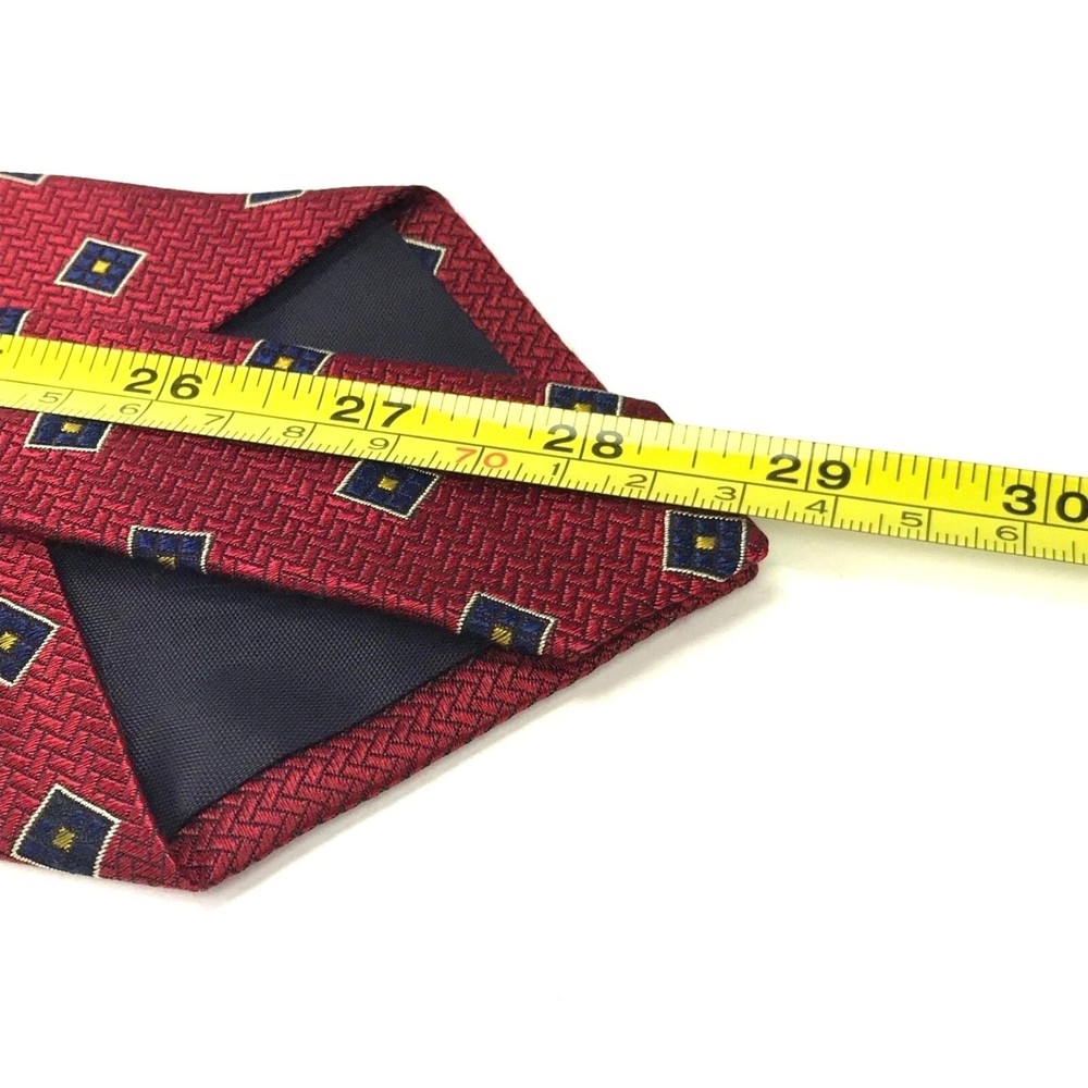 Corporate JOS A BANK Red Geometric Blue Yellow Squares Necktie Hand Sewn Tie - Picture 7 of 8